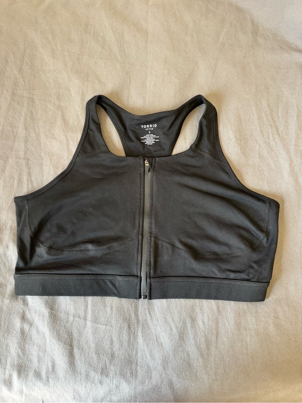 torrid Black Front-Zip Racerback Sports Bra
